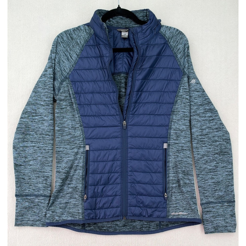 Eddie Bauer Women's M PrimaLoft Hybrid Puffer Jacket Blue Full Zip Stretch 0482